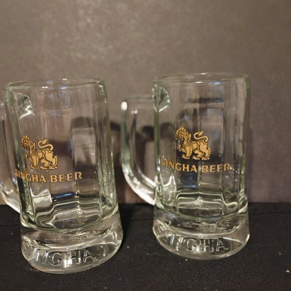 Singha Beer Thailand Mugs,Vintage Never Used, set of 2 - Picture 1 of 4